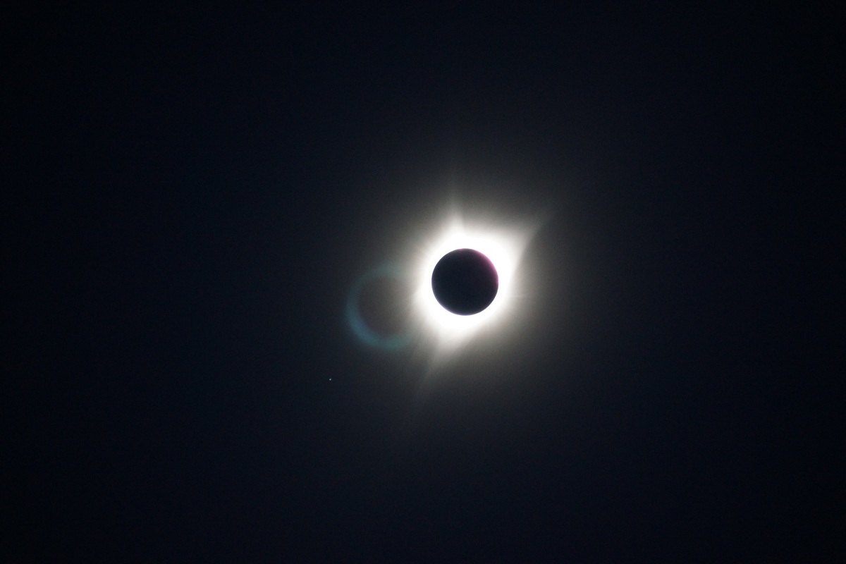 the totality phase of the great american eclipse august 21st, 2017 in idaho's sawtooth wilderness