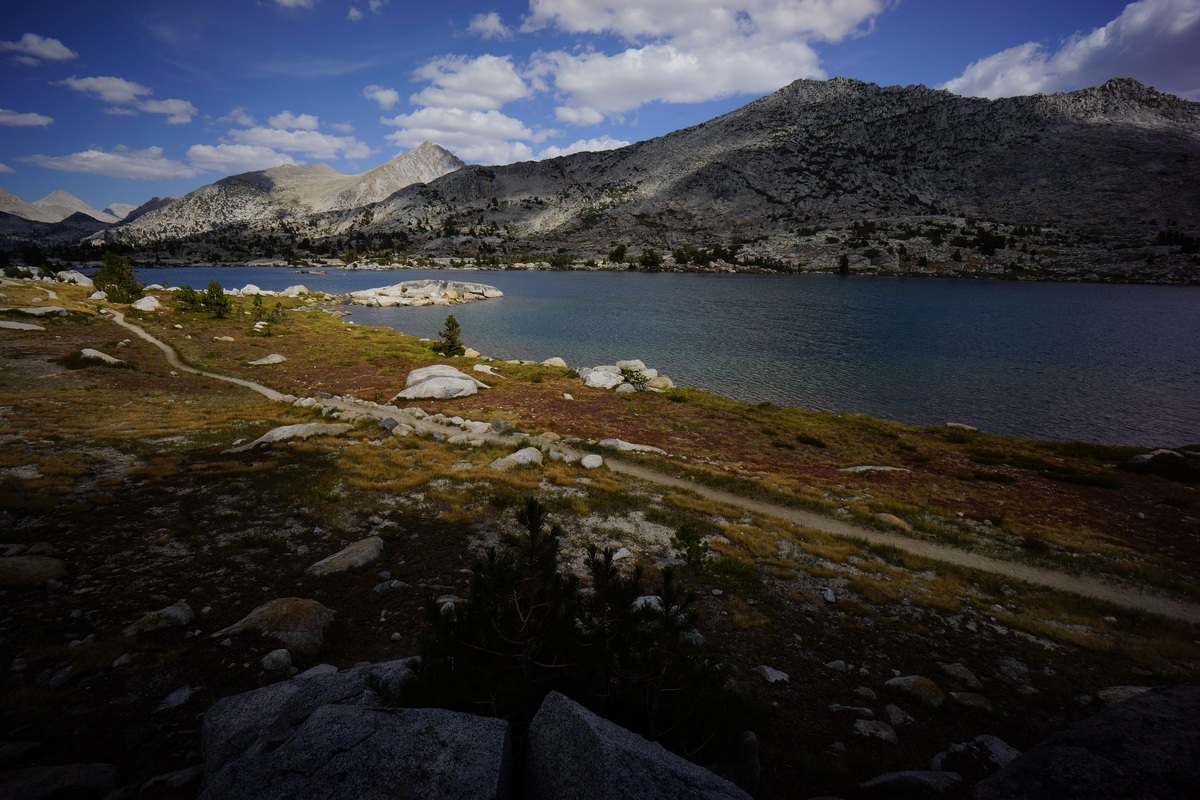 pacific crest trail winds along the shores of marie lake