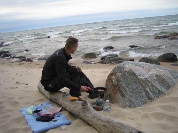 Cooking on the shores of Lake Superior at pictured Rocks National Lakeshore, MI