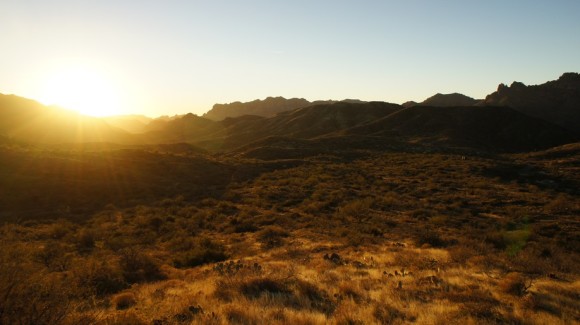 superstition wilderness sunset on the woodsbury trail