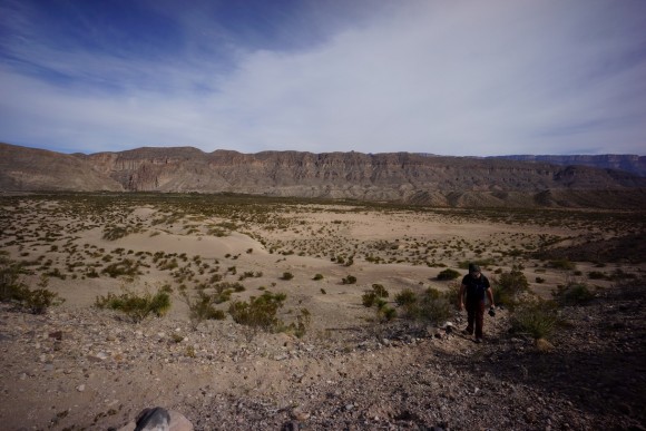 hiking back to boquillas across open desert terrain