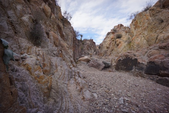 interesting rocks line a canyon in big bend