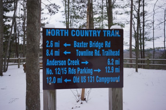 a sign along the north country trail near highbanks rollway